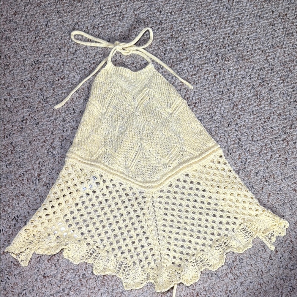 Yellow Crochet Halter Top